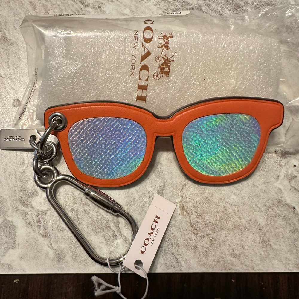 Coach Orange Leather Sunglasses Bag Charm